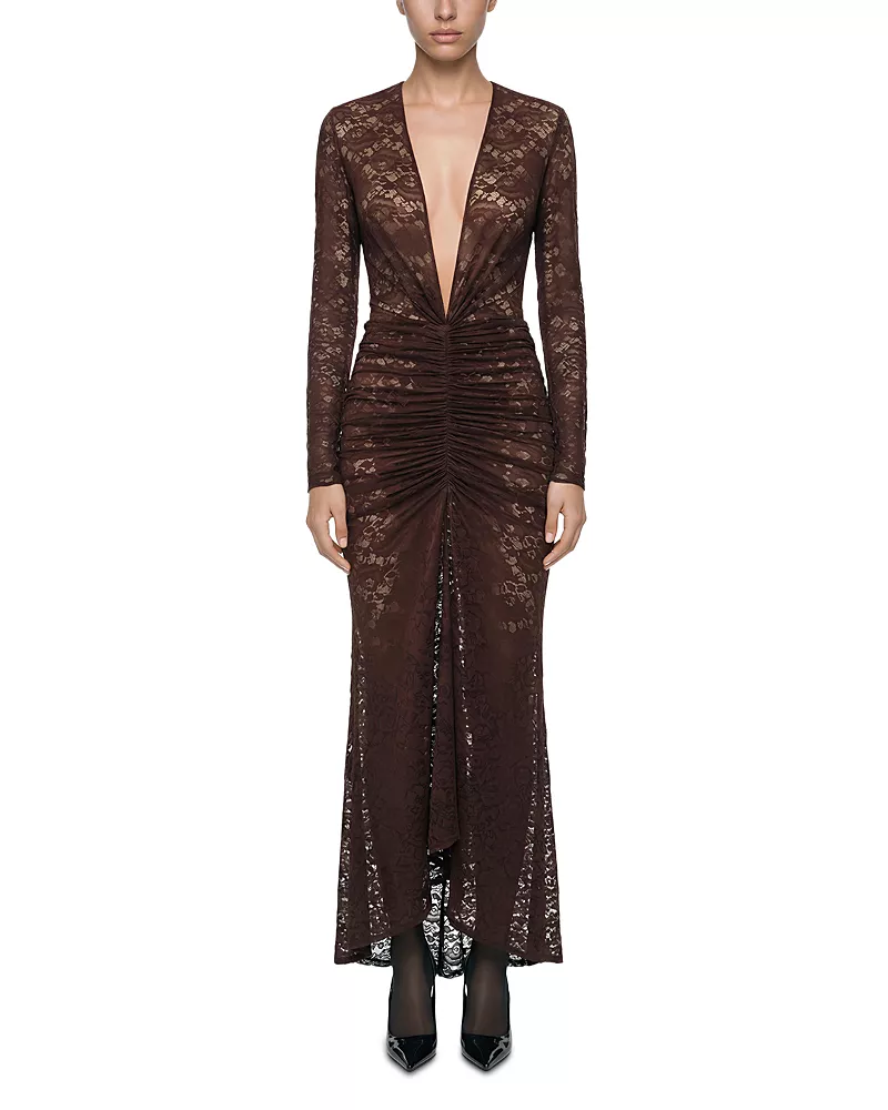 Ronny Kobo Nelli Lace Plunge Neck Dress