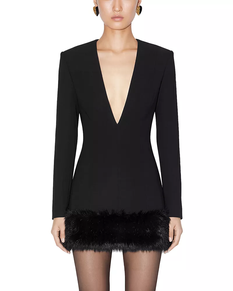 Ronny Kobo Aivy Plunge Neck Mini Dress