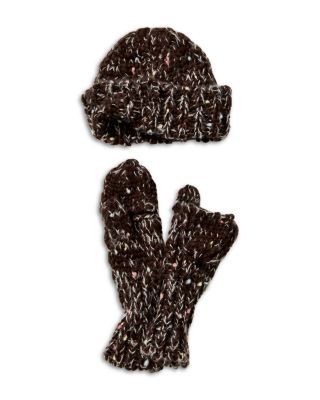 Speckled Knit Cap & Pop Top Mittens Set