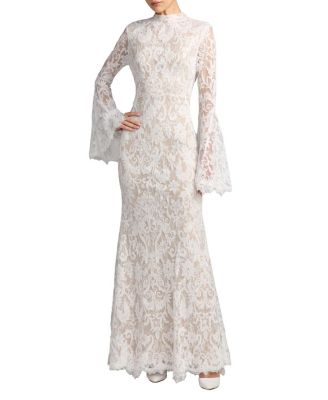  Petite Mock Neck Long Sleeve Lace Gown