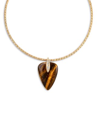 Solstice Cubic Zirconia & Tiger's Eye Pendant Necklace, 15.5-18.5"