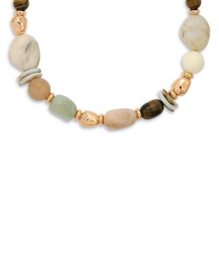 Serene Stone Gemstone Beaded Collar Necklace, 15.5-18.5"