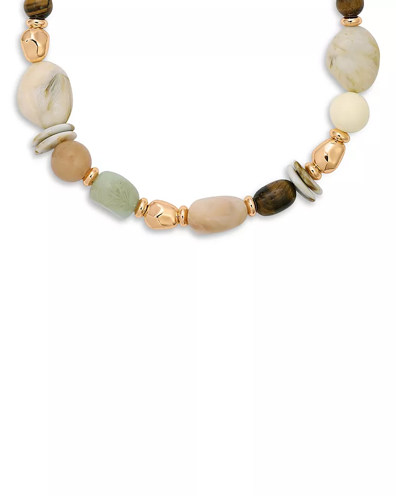 Ettika Serene Stone Gemstone Beaded Collar Necklace, 15.5