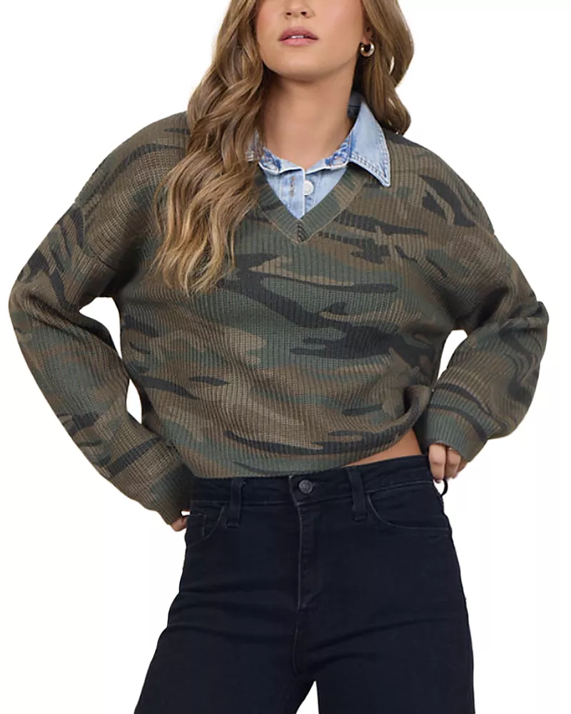 Vintage Havana Layered Look Printed Sweater