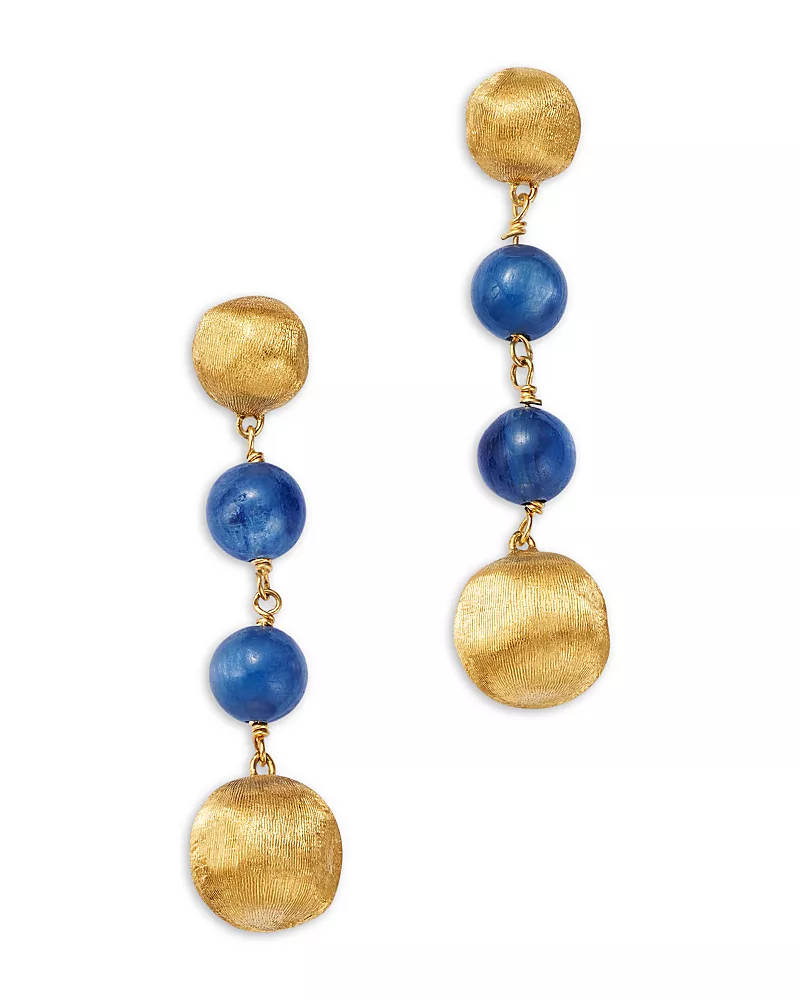 Marco Bicego 18K Yellow Gold Africa Kyanite & Textured Bead Linear Drop Earrings