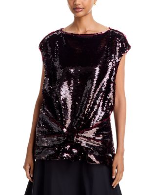 Sequin Gathered Bow Top
