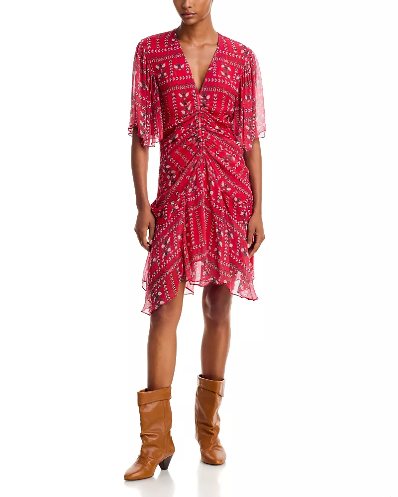 Isabel Marant Etoile Vivienne Ruched Chiffon Dress