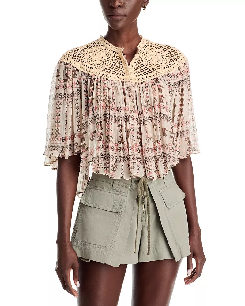 Isabel Marant Etoile Voldy Crochet Trapeze Top