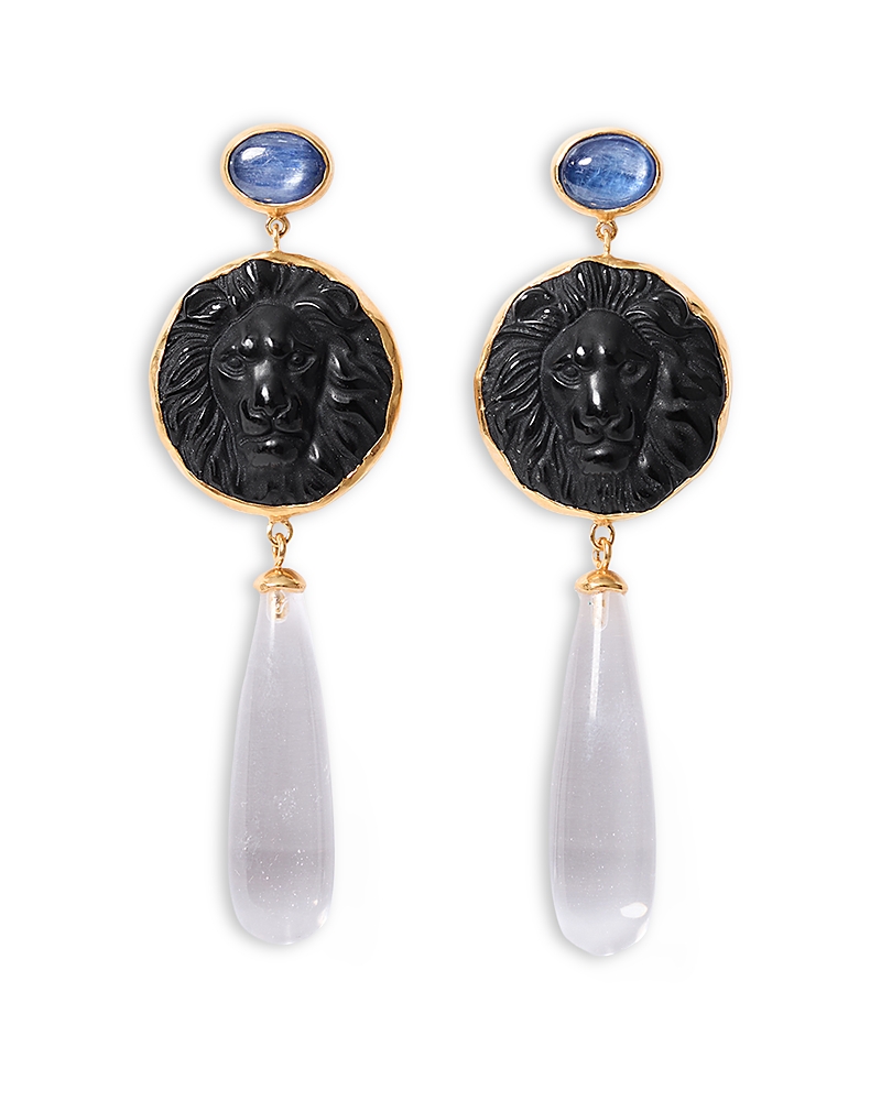 Chan Luu Leon Gemstone Lion Head Drop Earrings
