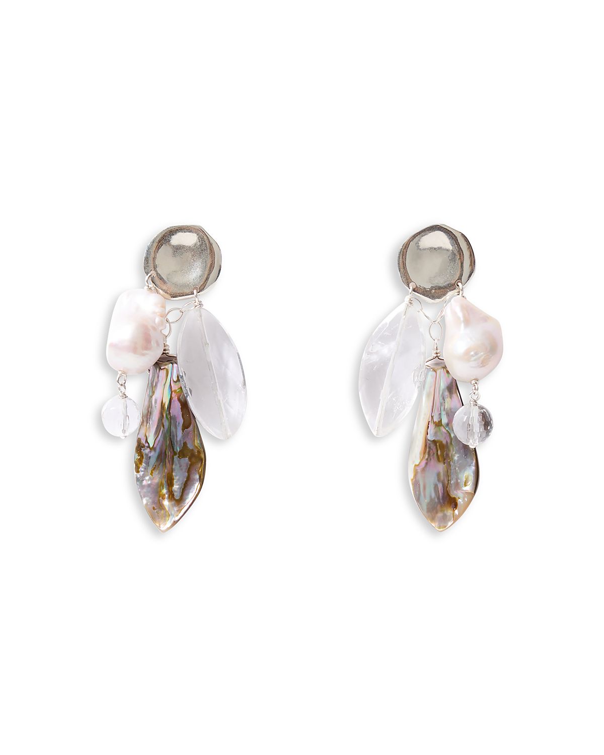 Chan Luu Shore Freshwater Pearl & Abalone Charm Drop Earrings, 2.25L
