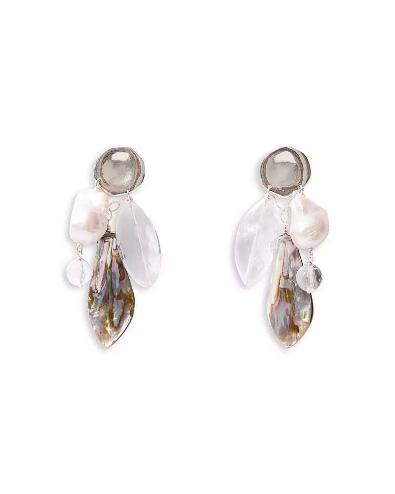 Chan Luu Shore Freshwater Pearl & Abalone Charm Drop Earrings, 2.25L