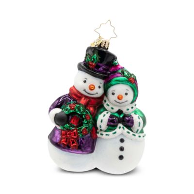 The Snow Stopper Pair Snowman Glass Ornament