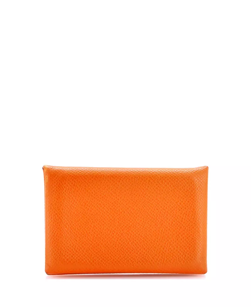 Pre-Owned HERMES Calvi Epsom Leather Card Case