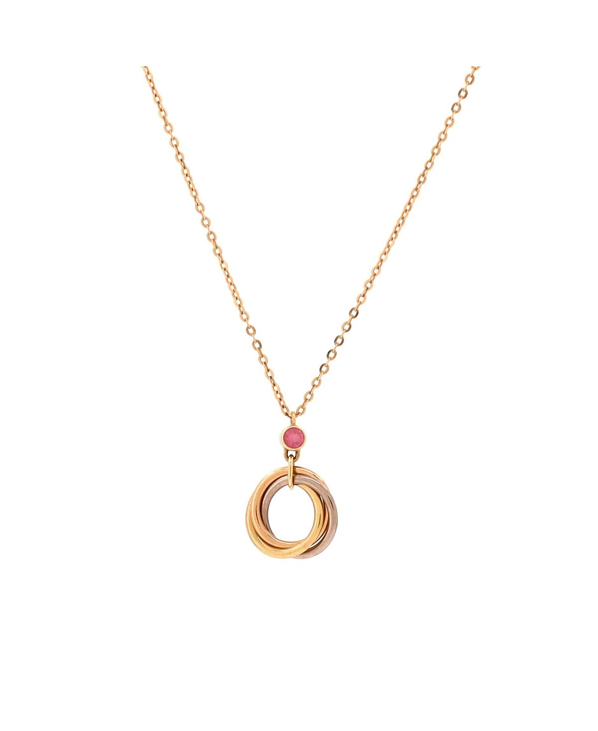 Pre-Owned Cartier Trinity Pendant Necklace 18K Tricolor Gold with Pink Sapphire