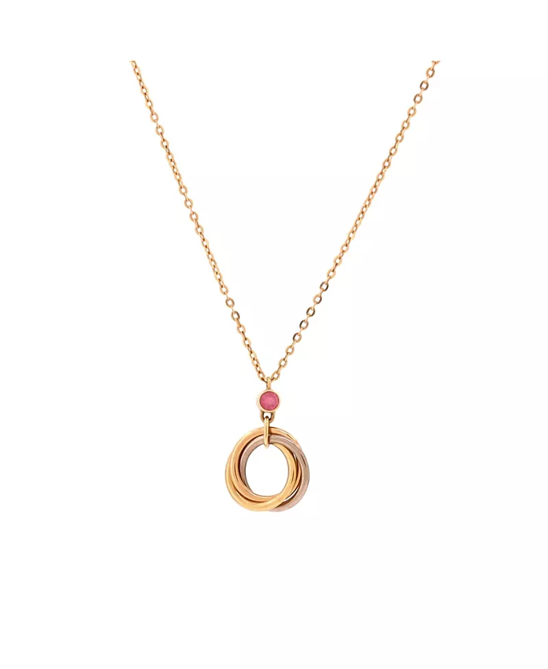 Pre-Owned Cartier Trinity Pendant Necklace 18K Tricolor Gold with Pink Sapphire, 15.5
