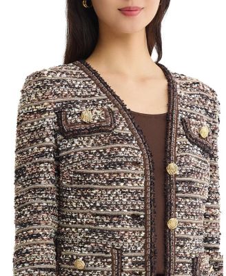 Plus Size Eyelash Tweed Knit Jacket - thumbnail 5