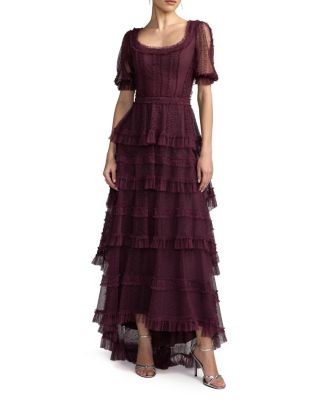 Tiered Ruffle High Low Gown
