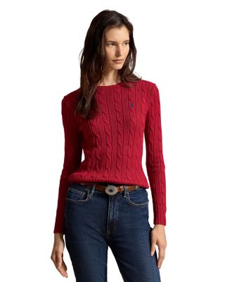 Cable Knit Cotton Crewneck Sweater