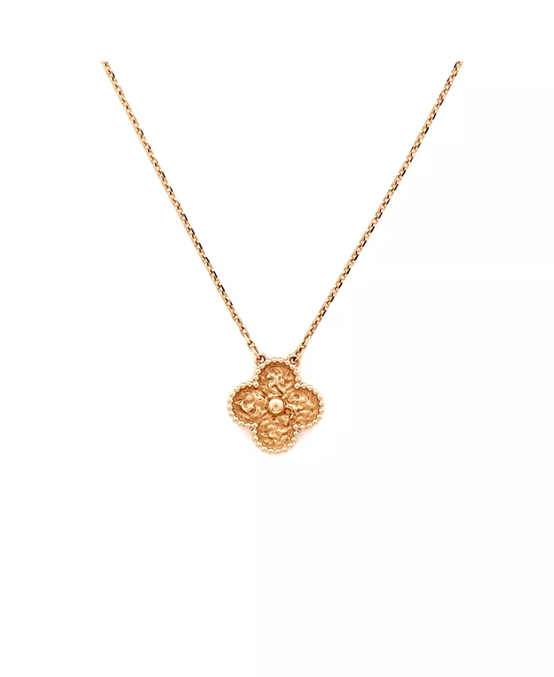 Pre-Owned Van Cleef & Arpels Vintage Alhambra Pendant Necklace 18K Rose Gold