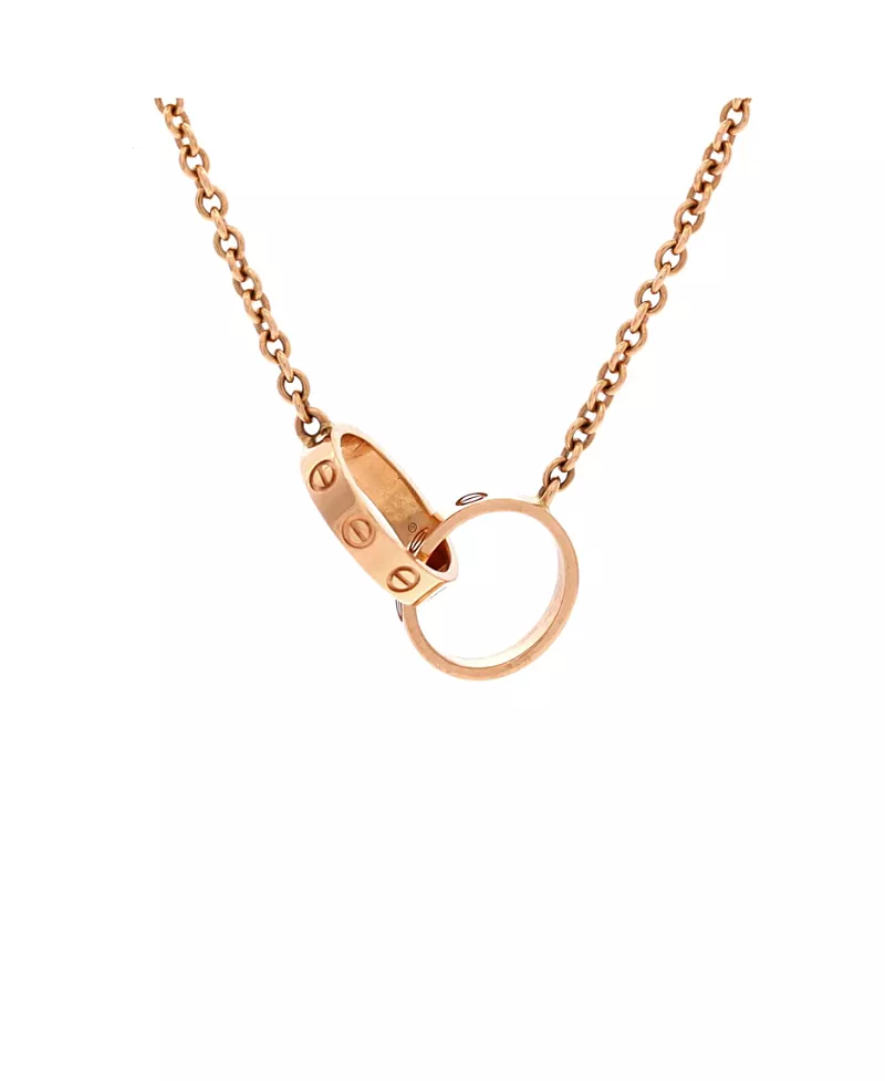 Pre-Owned Cartier Love Interlocking Necklace 18K Rose Gold