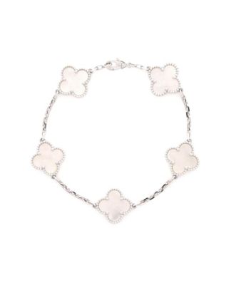  Vintage Alhambra 5 Motifs Bracelet 18K White Gold and Mother of Pearl