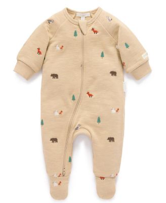 Unisex Embroidered Fleece Zip Footie - Baby