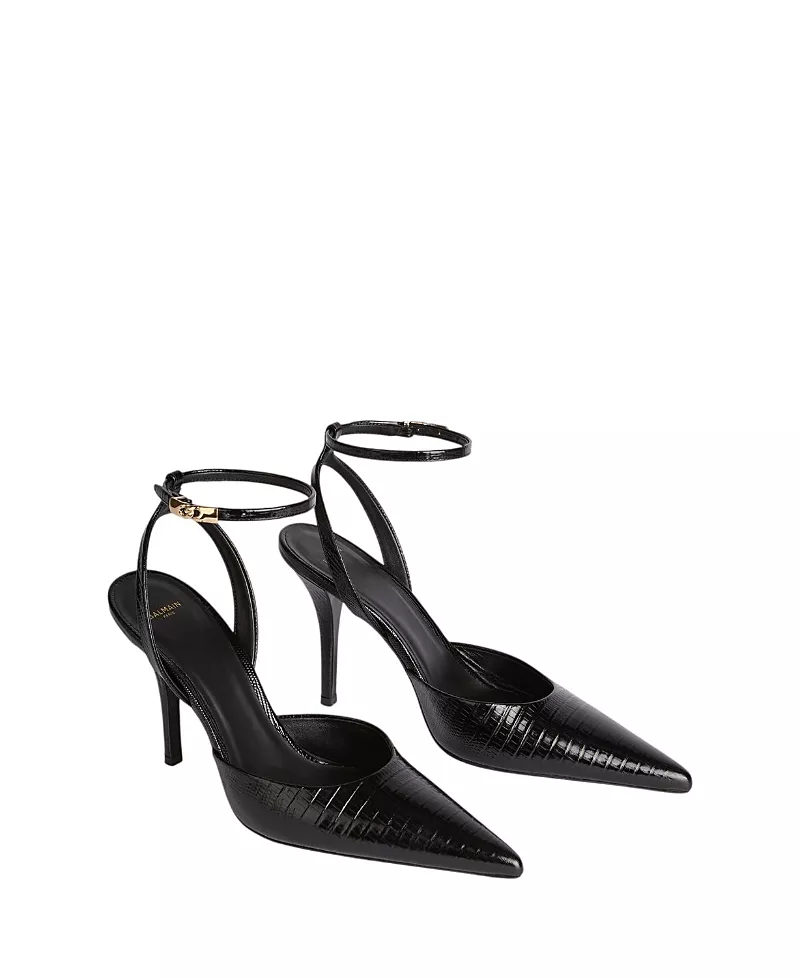 Balmain Women's Embossed Leather High Heel Pumps
