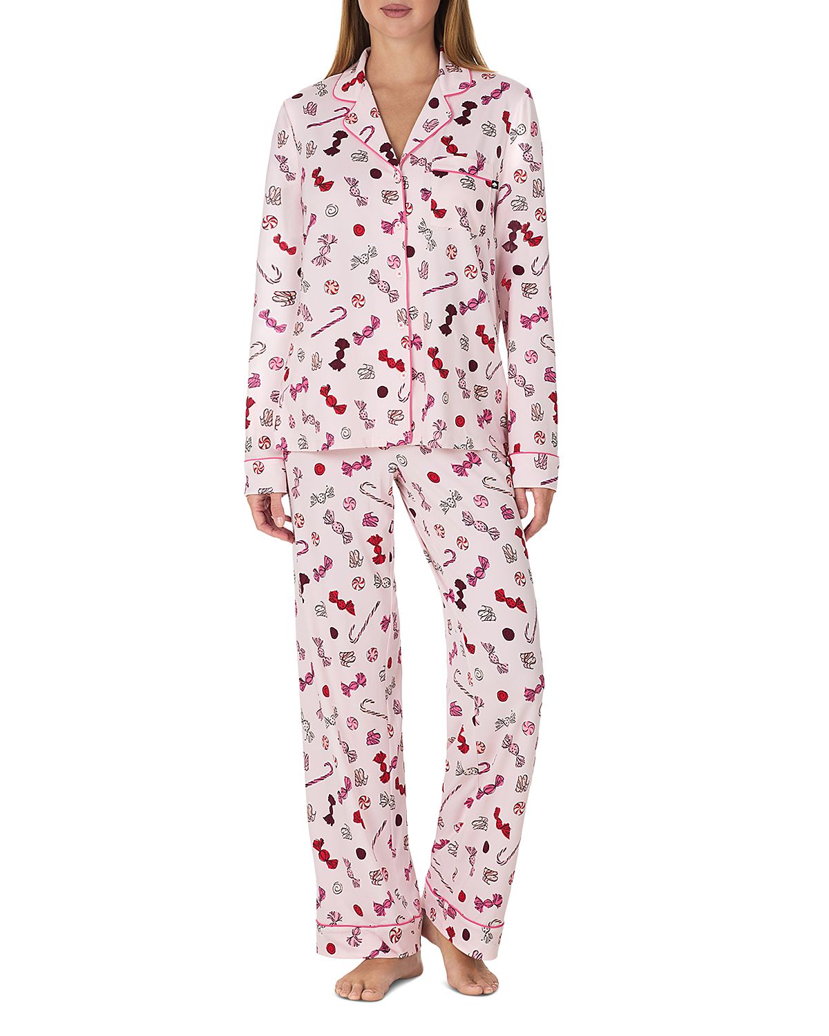 kate spade new york Brushed Jersey Notch Collar Pajama Set