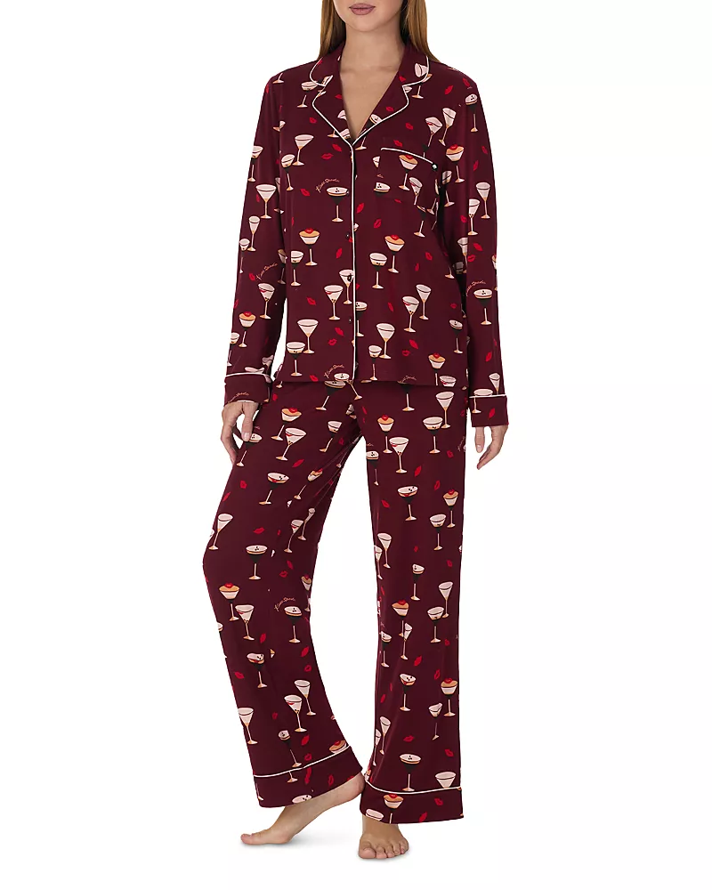 kate spade new york Brushed Jersey Notch Collar Pajama Set