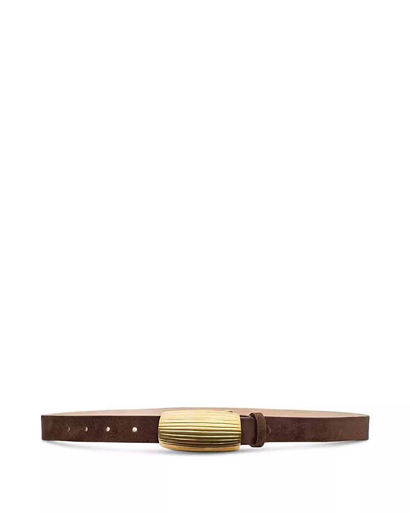 L'Agence Women's Machado Suede Ribbed Domed Belt