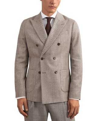 Pinto Double Breasted Wool Blend Herringbone Blazer