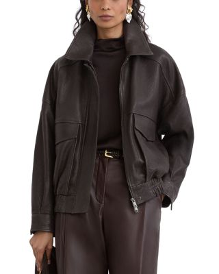 Maeve Grained Leather Collared Jacket