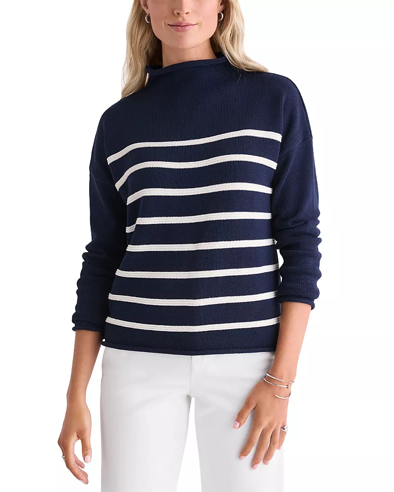 Vineyard Vines Mock Neck Cotton Nautical Stripe Sweater