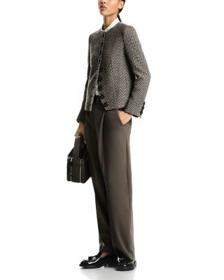 Diagonal Pattern Crewneck Blazer