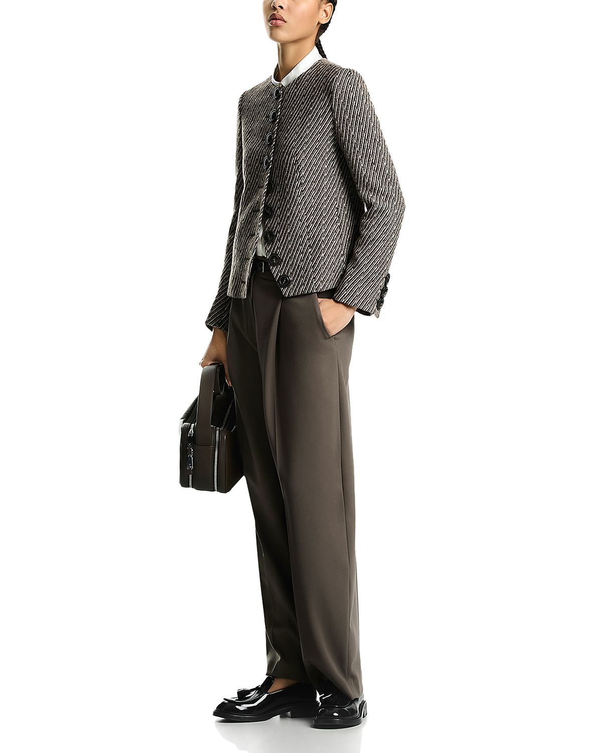 Emporio Armani Diagonal Pattern Crewneck Blazer