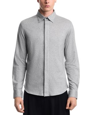 Cotton Herringbone Hidden Placket Shirt