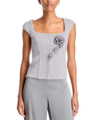 Boucl&eacute; Bustier with Rose Embellishment 