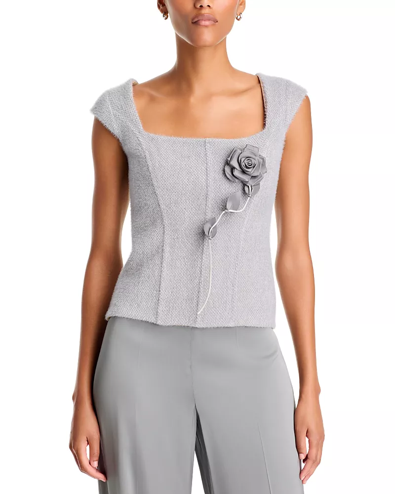 Giuseppe Di Morabito Boucle Bustier with Rose Embellishment