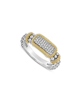 18K Yellow Gold & Sterling Silver Caviar Lux Diamond Clip Ring, 0.2 tcw