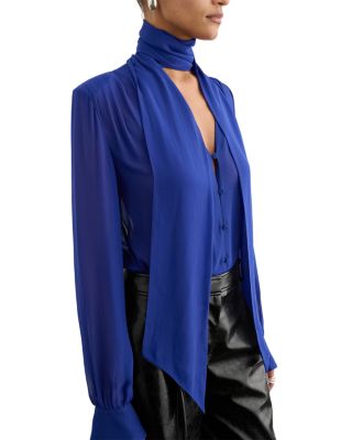 Kaila Sheer Tie Neck Blouse
