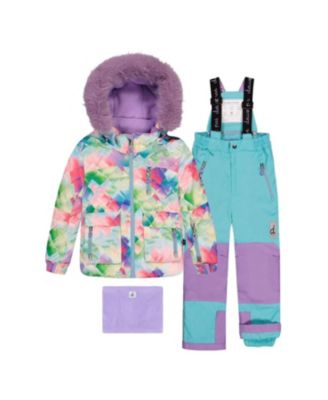  Girls' Diamond Play Jacket & Reinforced Pants Two Piece Snowsuit - Little Kid