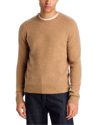 Suede Elbow Patch Wool Blend Crewneck Sweater