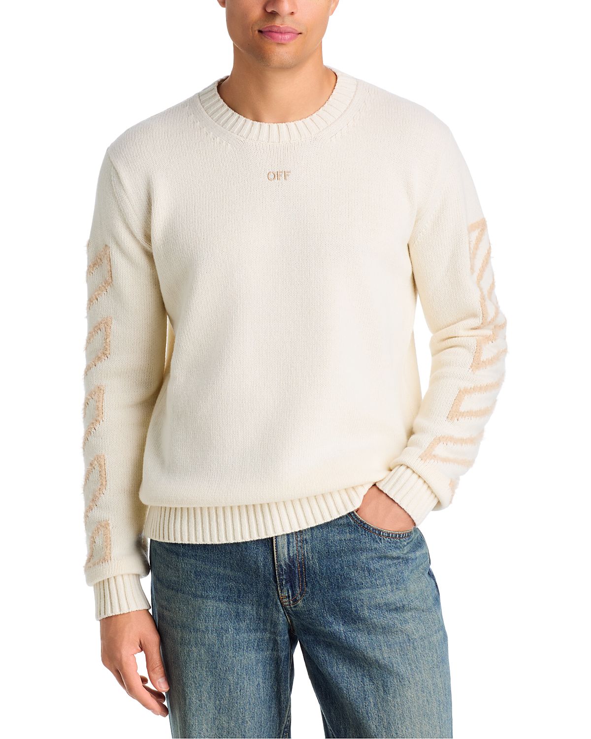 Off-White Diagonal Arrow Fuzzy Knit Sweater