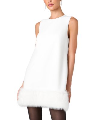 Whisper Faux Fur Hem Mini Dress
