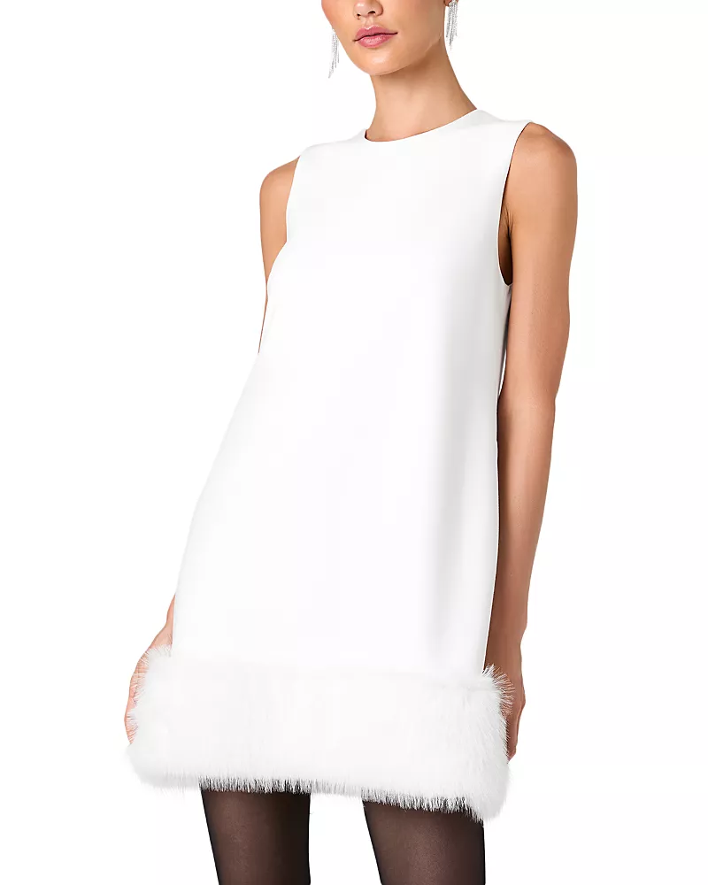 French Connection Whisper Faux Fur Hem Mini Dress