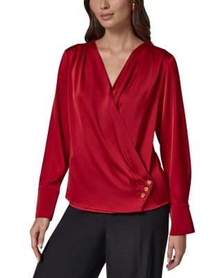 Faux Wrap Long Sleeve Top