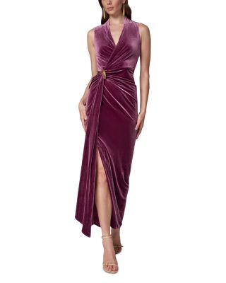 Sleeveless Velvet Faux Wrap Maxi Dress