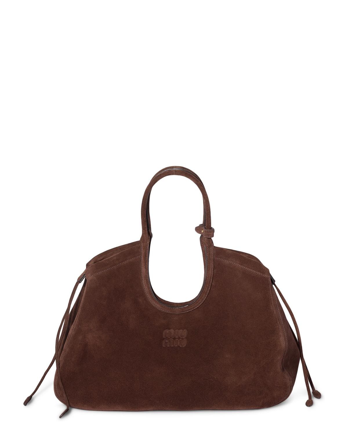 Miu Miu Ivy Suede Tote Bag in Brown