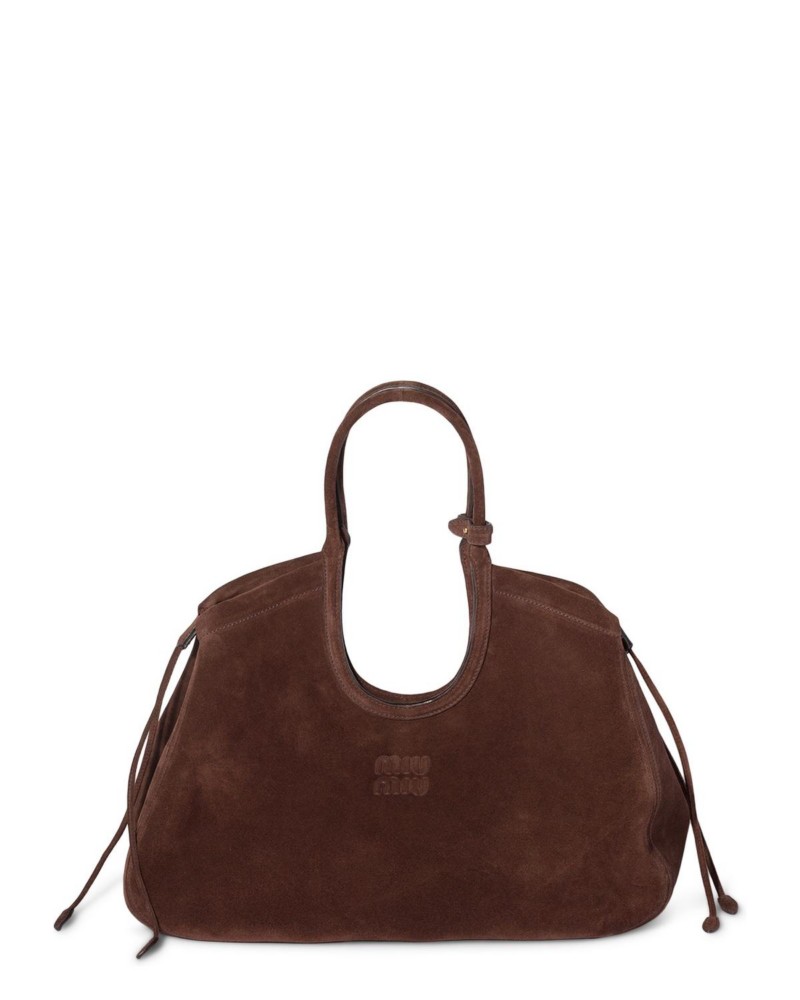 Miu Miu Ivy Suede Tote Bag in Brown