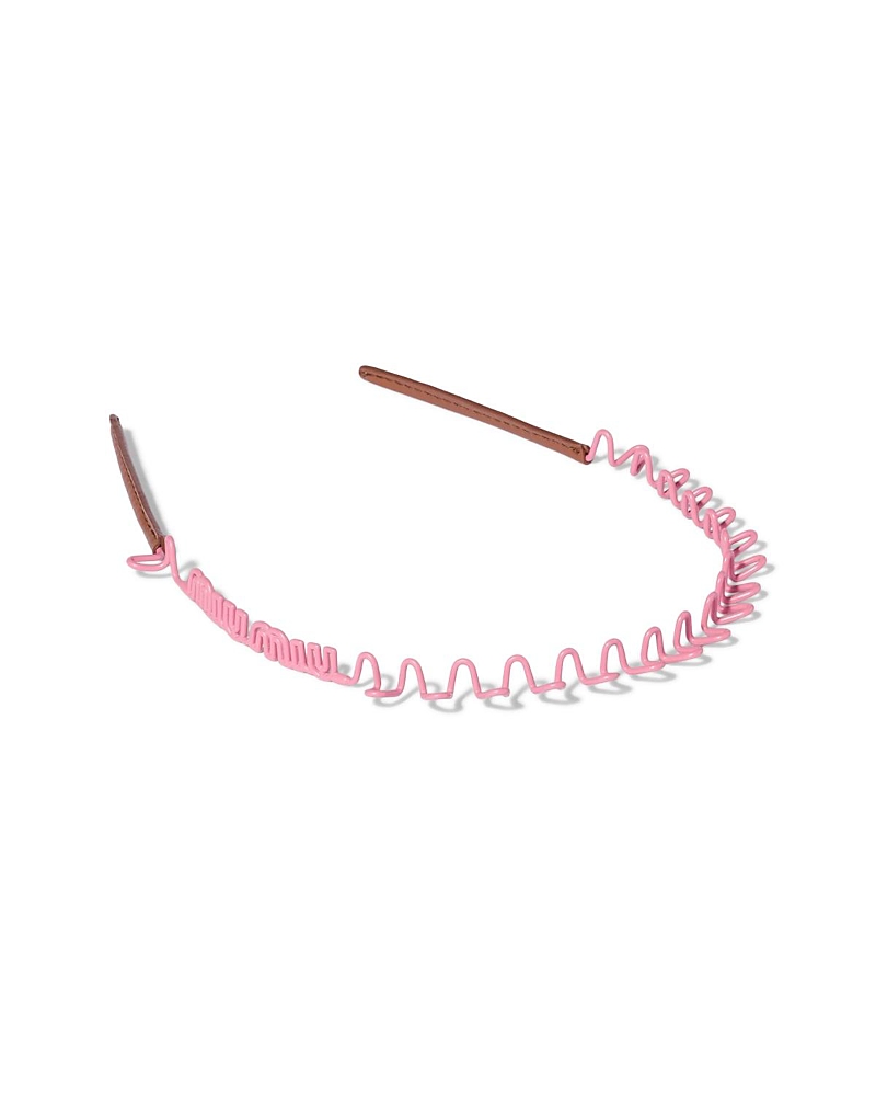 Miu Miu Metal And Leather Headband In Pink